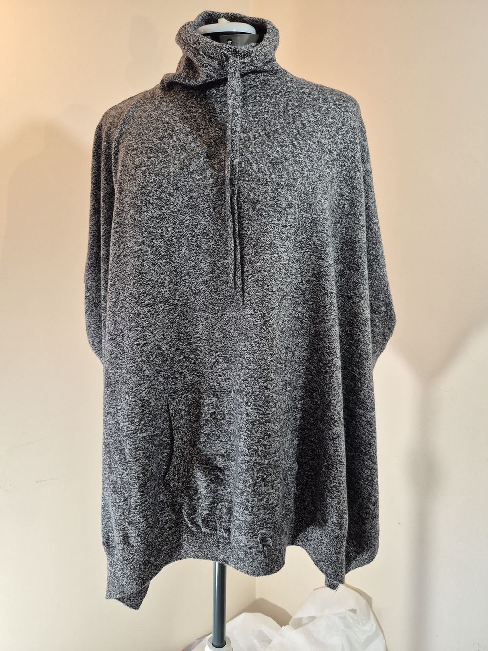 GAP Gray Marled Knit Poncho with Funnel Neck